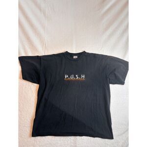VTG‎ PUSH Pray Until Something Happens Black Short Sleeve Shirt Men's 2XL Hole *